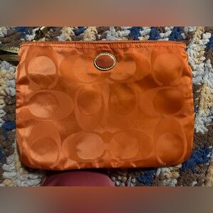 Coach Orange Signature Satin Clutch Wristlet